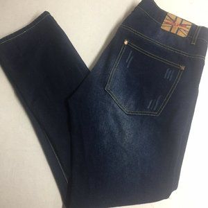 1688 Revolution Jeans Factory Distressed Color Blue Dark Wash Mens Size 38x32